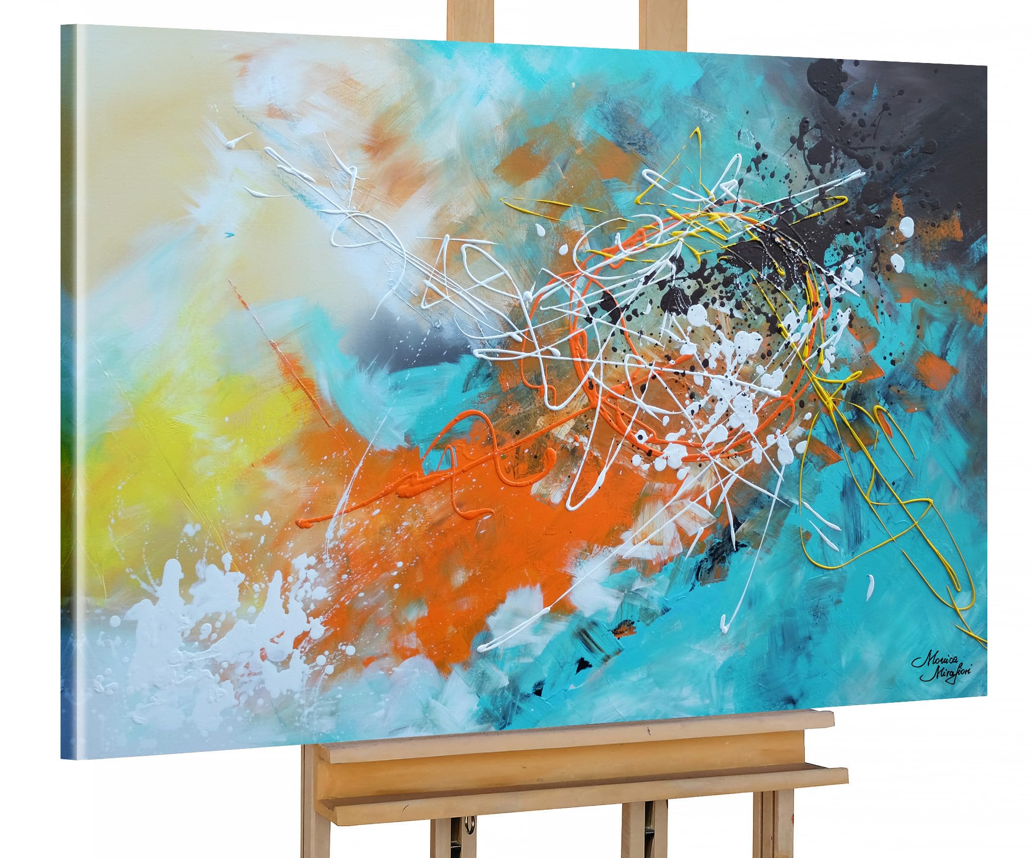 Monica Mirafiori I 90x60 cm I Tableau Peint à la Main I Modèles Tableau I Peintre Moderne I Tableaux Peintures I Toile sur Cadre en Bois