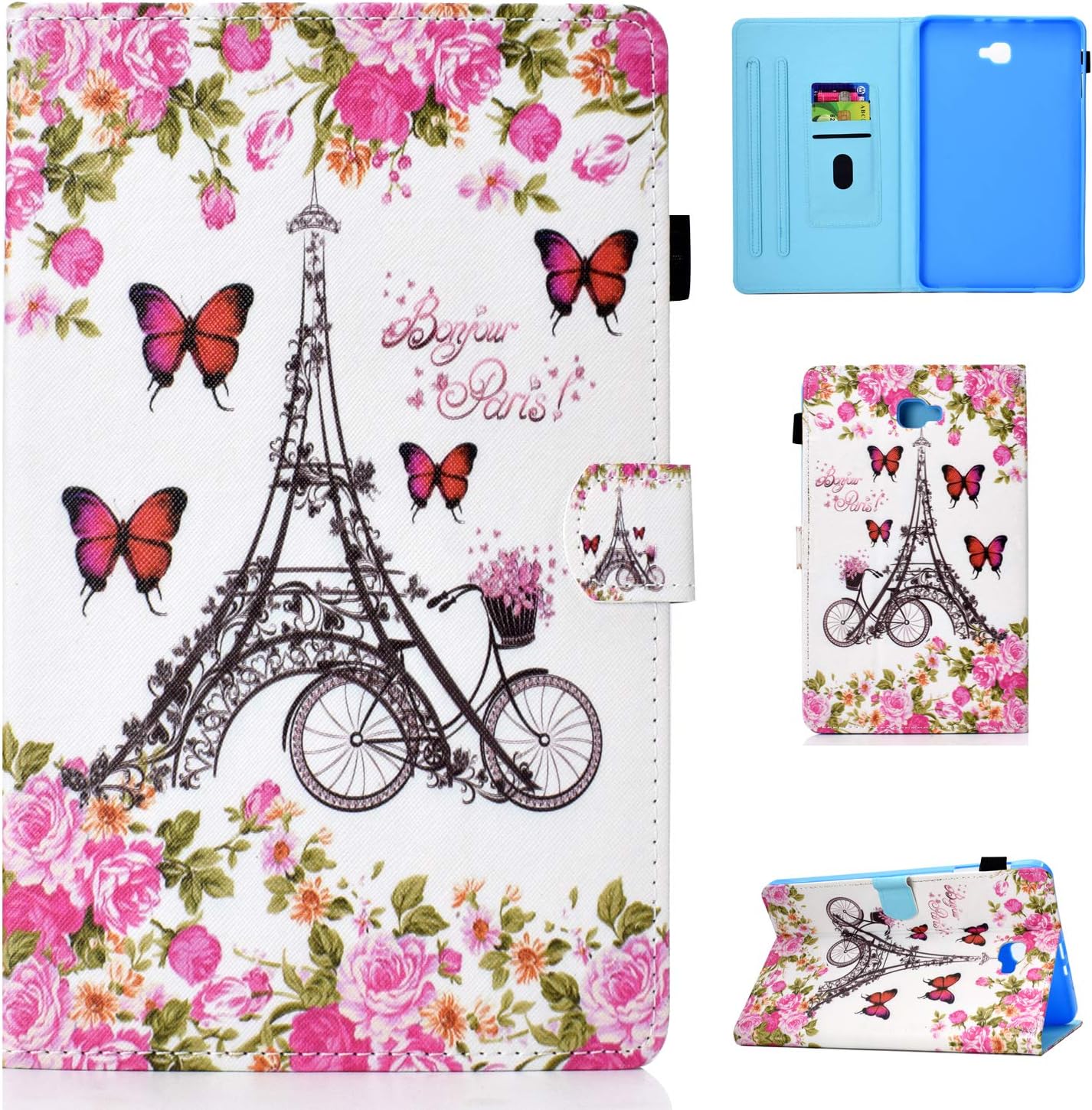 HereMore Samsung Galaxy Tab A 10.1 Inch Case SM-T580/SM-T585, Leather Case Stand Cover with Auto Wake/Sleep Function and Card Slots for Samsung Galaxy Tab A6 10.1" Tablet, Tower