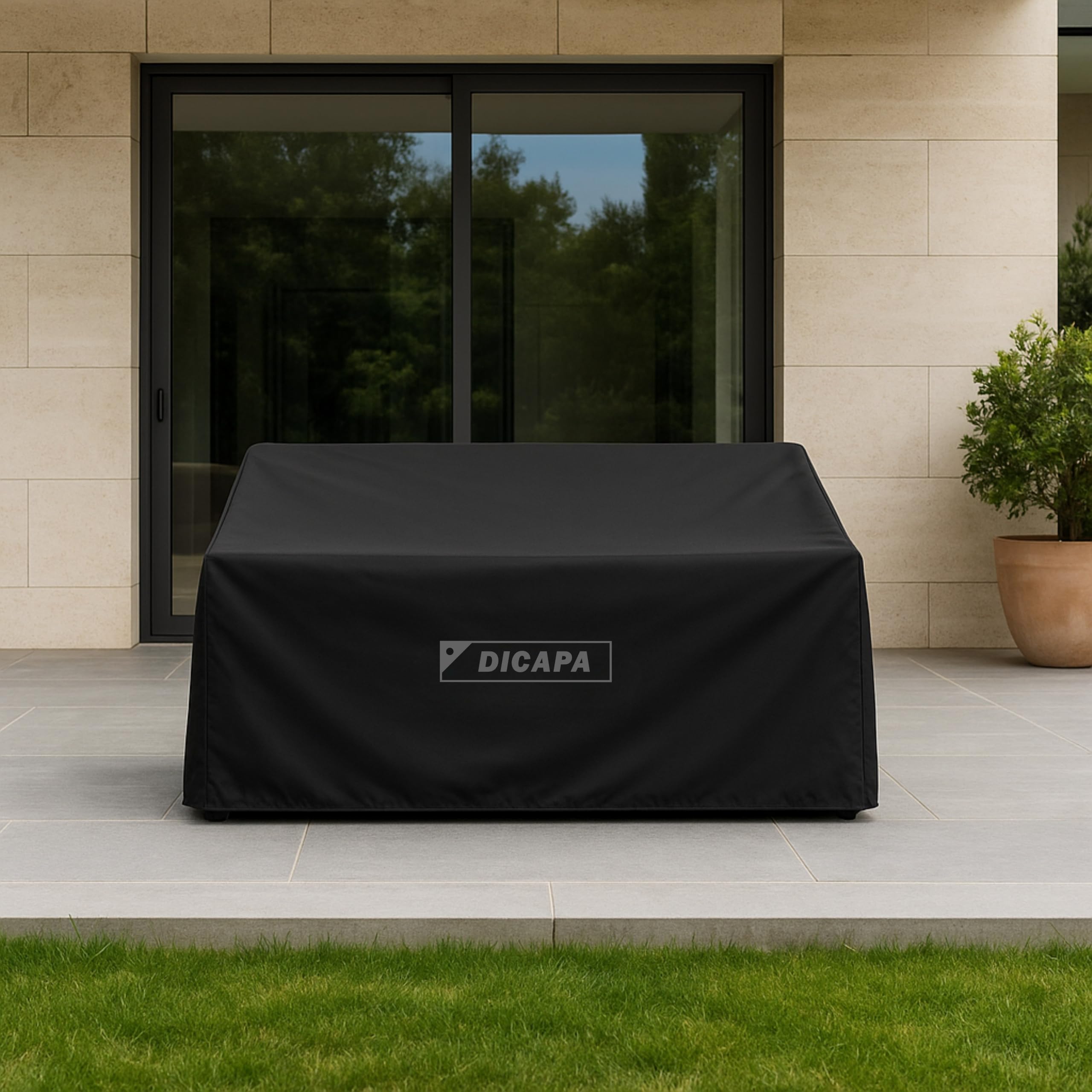 DICAPA Funda Sofa Exterior Impermeable 175x90x90cm Negro, Funda Protectora para Sofá de Jardín y Terraza, Protege tu sofá y muebles de exterior todo el año
