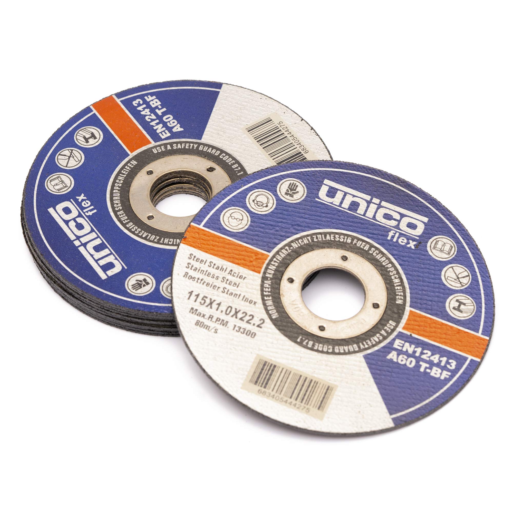 50x IPOTOOLS Disco per smerigliare 115 metallo in acciaio inossidabile, disco per smerigliare 115 mm x 1,0 mm, per metallo, acciaio e acciaio inossidabile Metallo Acciaio inossidabile