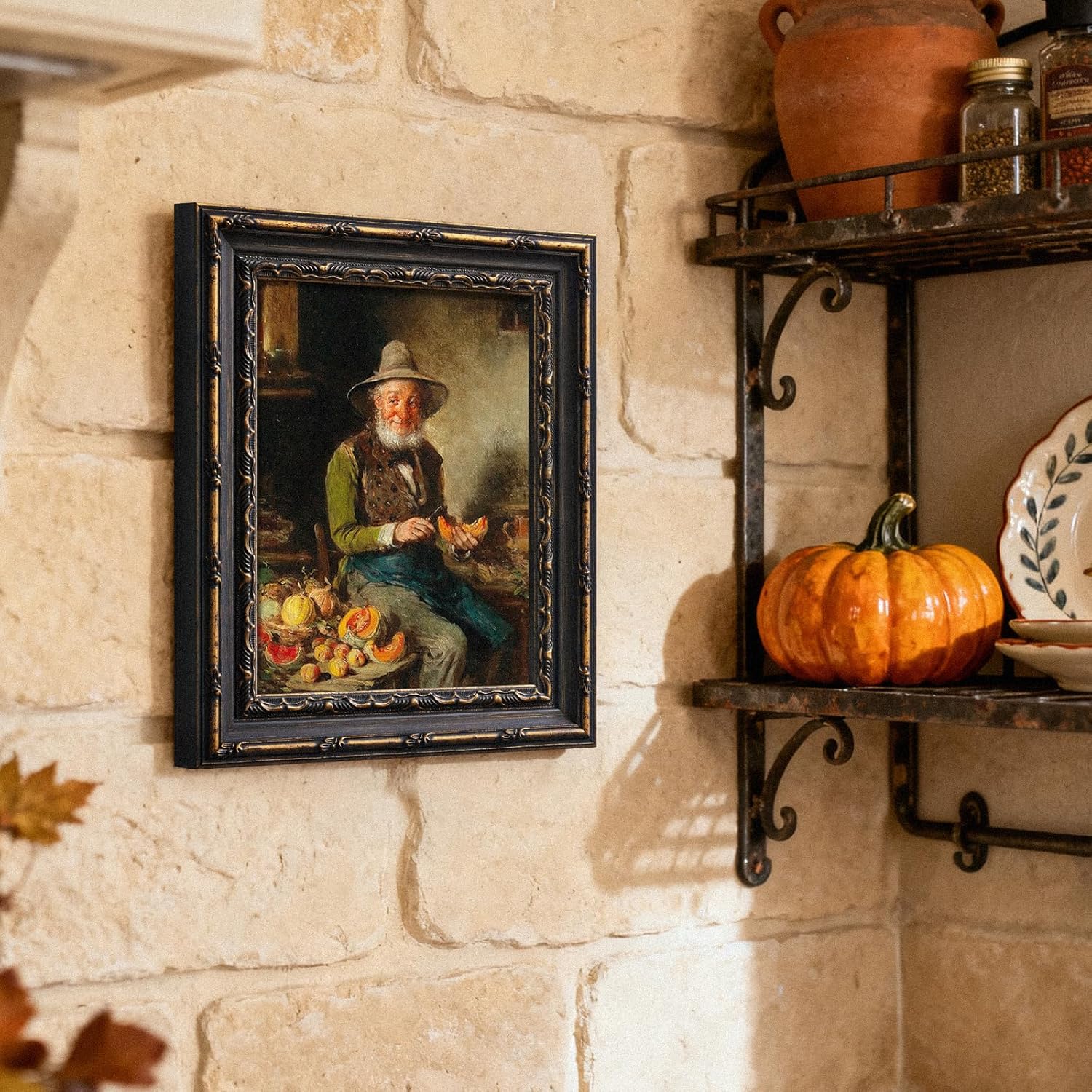 Classical Picture Frame for 11x14 Art Prints Drawings, Vintage Gold Ornate Gallery Wall Frame for Classroom Coffee Shop Dining Room Kitchen Rustic Home Decor (Black Gold)