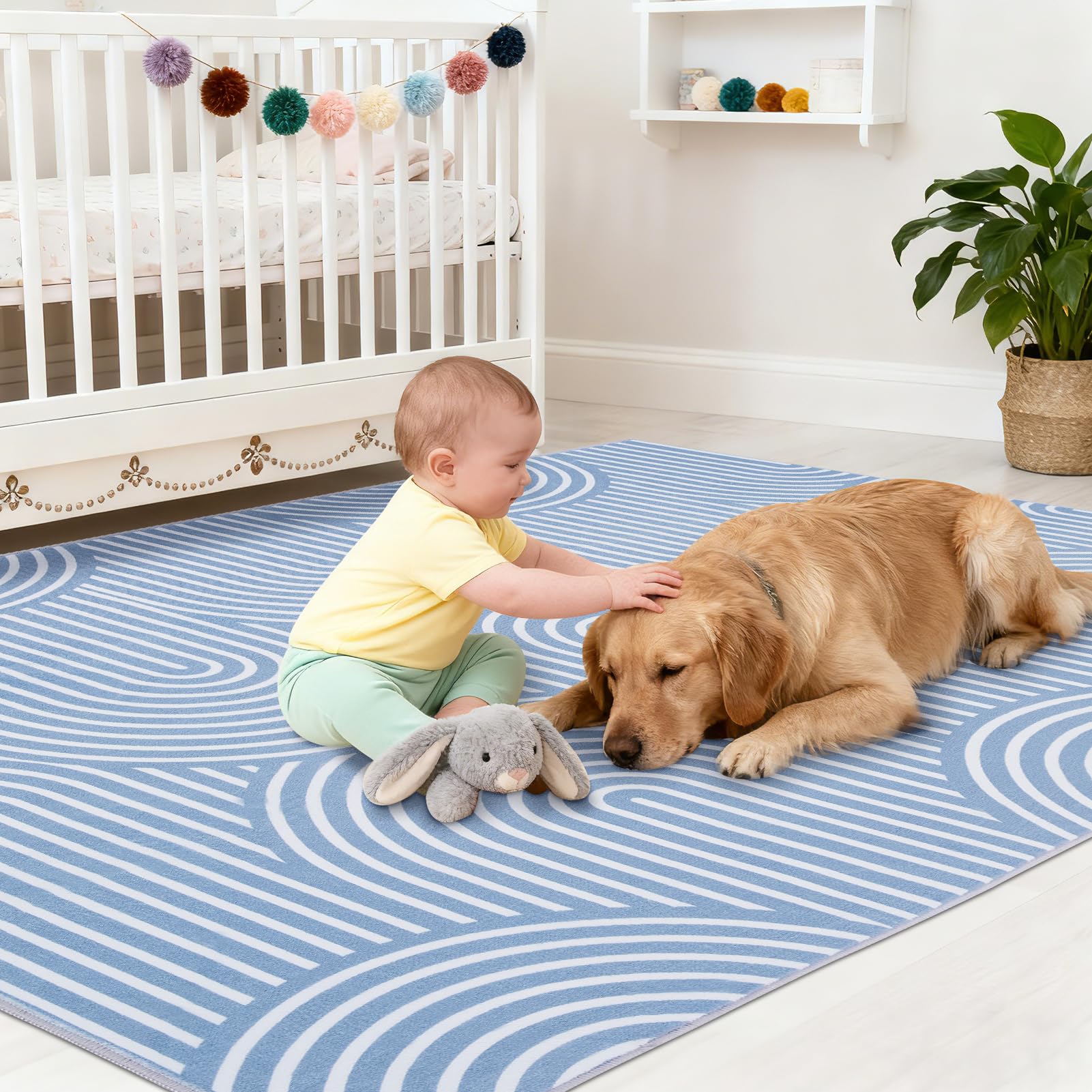 Puremy Tapis de salon, 160 x 220 cm, motif damier, lavable et antidérapant, impression plat, design ultra fin, convient pour chambre à coucher, chambre d'enfant, salon, salle de bain, marron