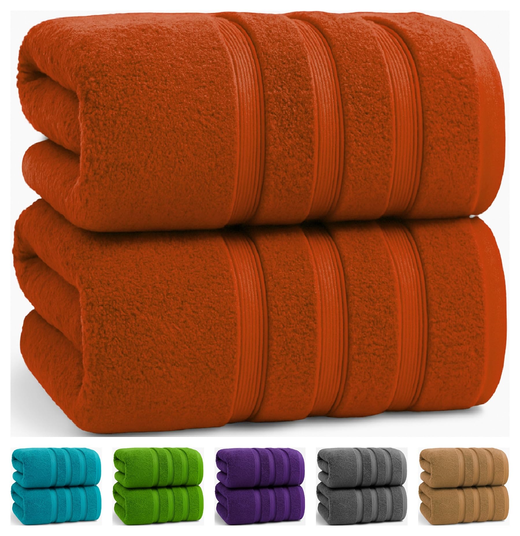Textilesy Orange 2X Extra Large Bath Sheets 100X200cm-600Gsm Luxury 100% Egyptian Combed Cotton Big Jumbo Bath Towels Super Soft Hotel Quality Xxl Beach Towel (Orange)