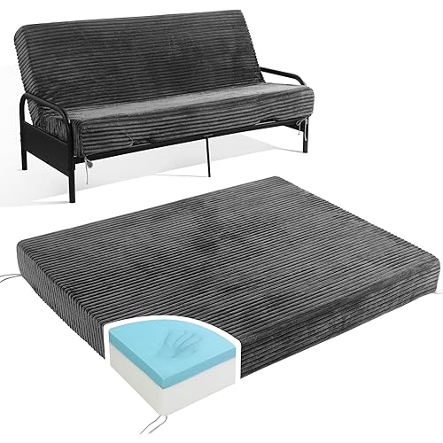 HOMBYS 8 Inch Memory Foam Futon Mattress Full Size, Thick Foldable Futons Sofa Couch Bed Floor Mattress Fits Most Daybed and Futon Frames, 75" x 54"(Frame Not Included, Grey)