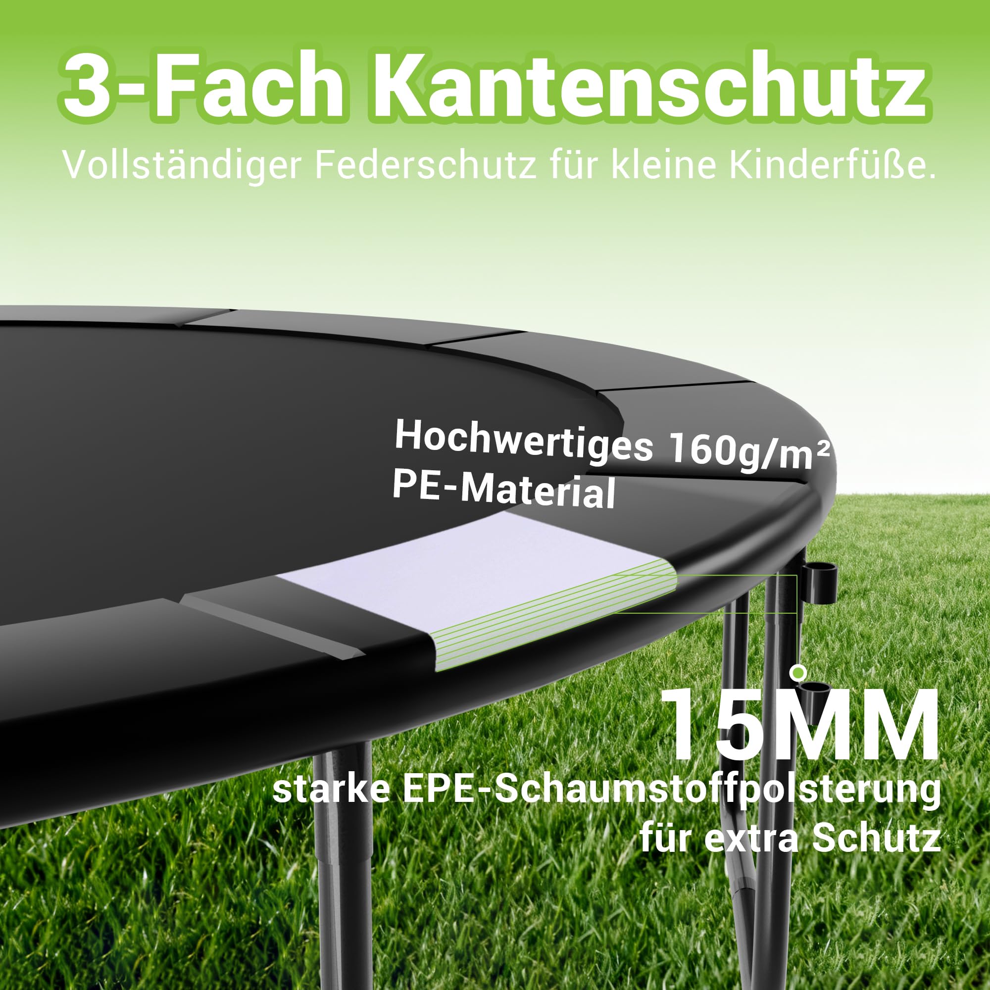 LeJump 235/305/366 cm Outdoor Trampolin für Kinder und Erwachsene, großes Garten-Trampolin mit Netz und Leiter, GS-zertifizierte Trampoline, Tragfähigkeit 150 kg