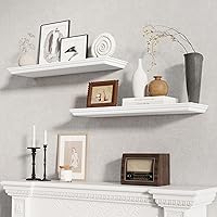Vista 2 de Fun Memories Floating Shelves 32 Inch Long, 9.3 Inch Deep Classic Crown Molding Floating Shelves for Wall, Rustic Wooden Shelves for Wall Decor