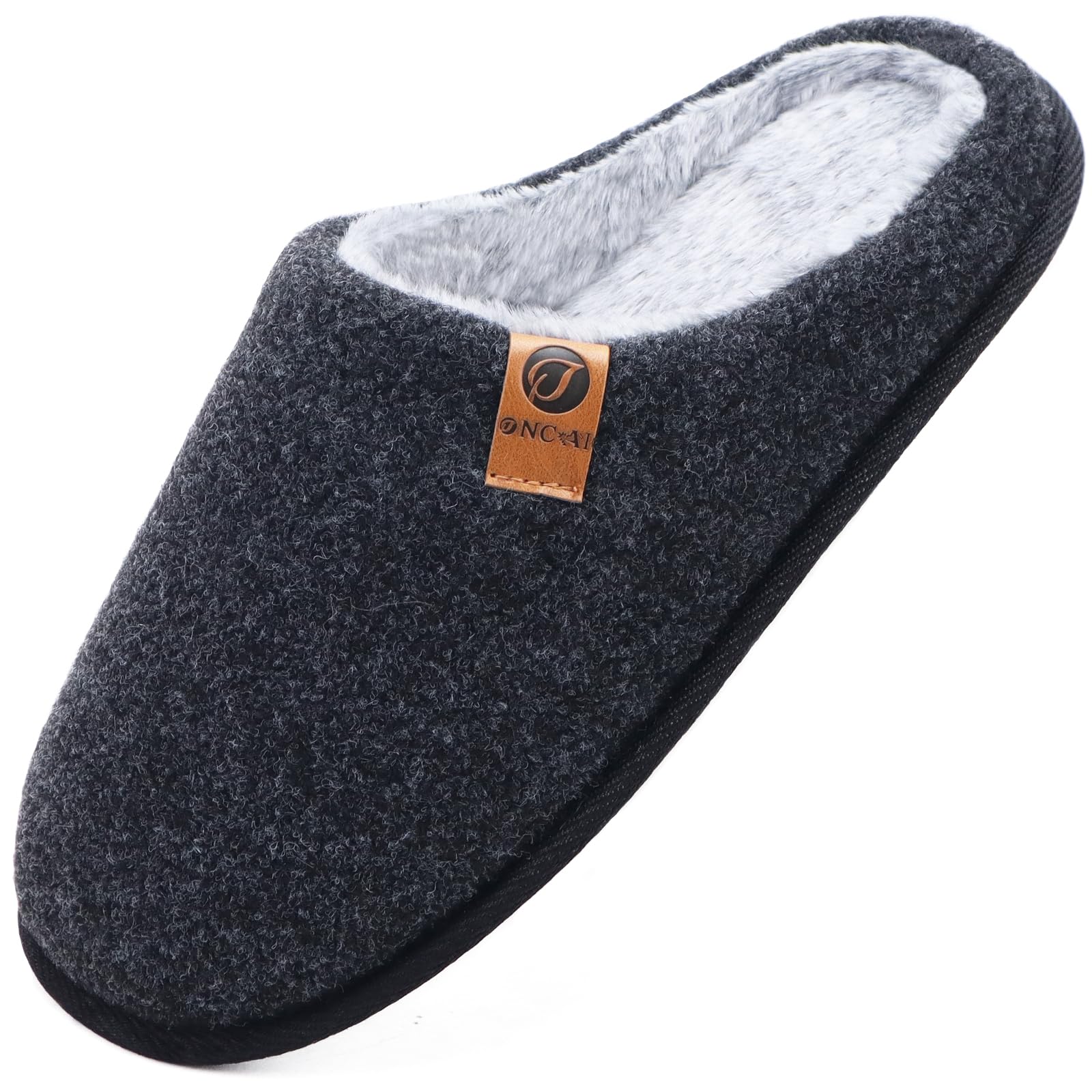 ONCAI Pantofole da Uomo Invernali, Comoda Memory Foam Calde Scarpe da Casa in Lana Con Suola Antiscivolo Taglia 40-49 EU