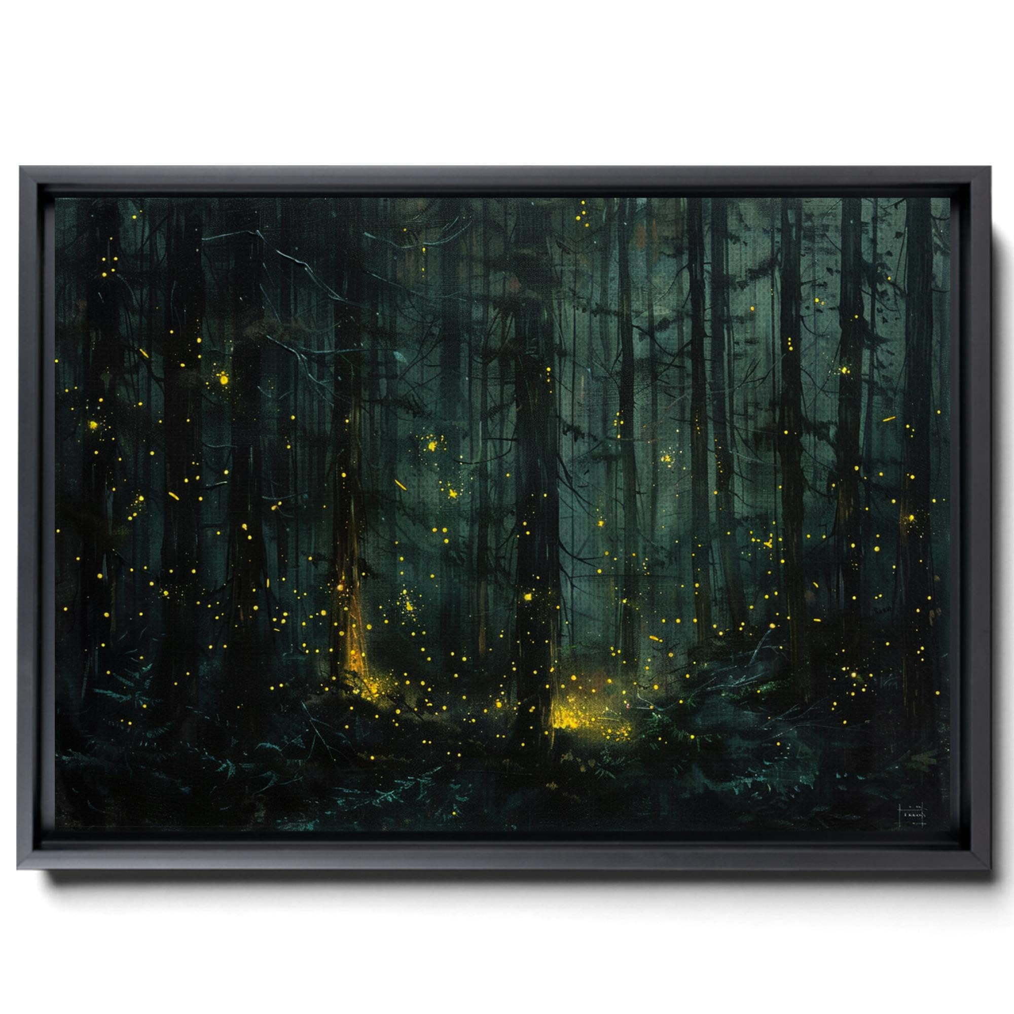 Enchanted Forest Path Canvas Wall Art Print, Firefly Forest Canvas Art, Enchanted Forest Decor, Magical Forest Wall Art Fireflies Glowing Summer Forest At Night Landscape, Wall Decor, Arts