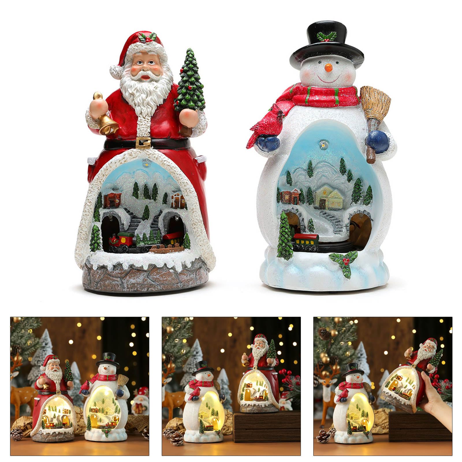 Figurina Cabina Natalizia Scatola Musicale Musica in Resina con Treno Rotante per la Decorazione Domestica Musica Regalo Compleanno