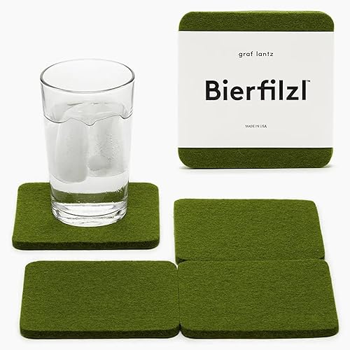 Miniatura 9 de Graf Lantz - Bierfilzl - Juego de 4 posavasos redondos de lana merina, océano (círculos de 4 pulgadas) - Absorbe el 30% del peso - Lana alemana