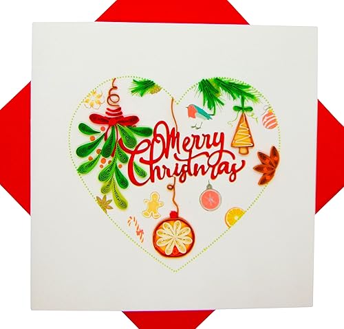 Tarjeta de Navidad Quilling Colección 3D Tarjeta de felicitación única dedicada hecha a mano, diseño para todas las ocasiones (Santa Claus Climbing