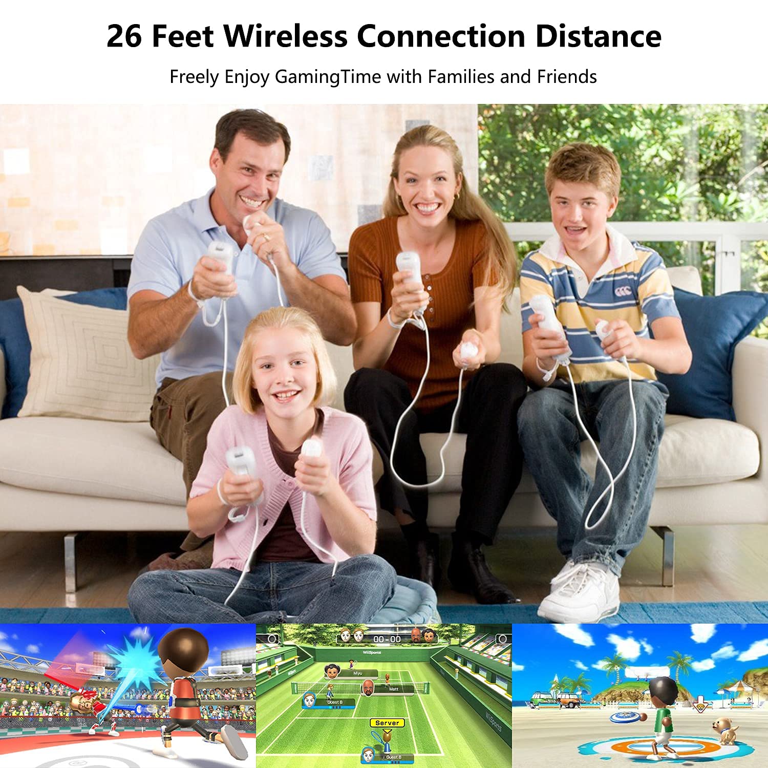 Yosikr Wii Controller Pack - 2 Remote Controllers with Silicone Case and Wrist Strap for Wii U (Black and Blue)