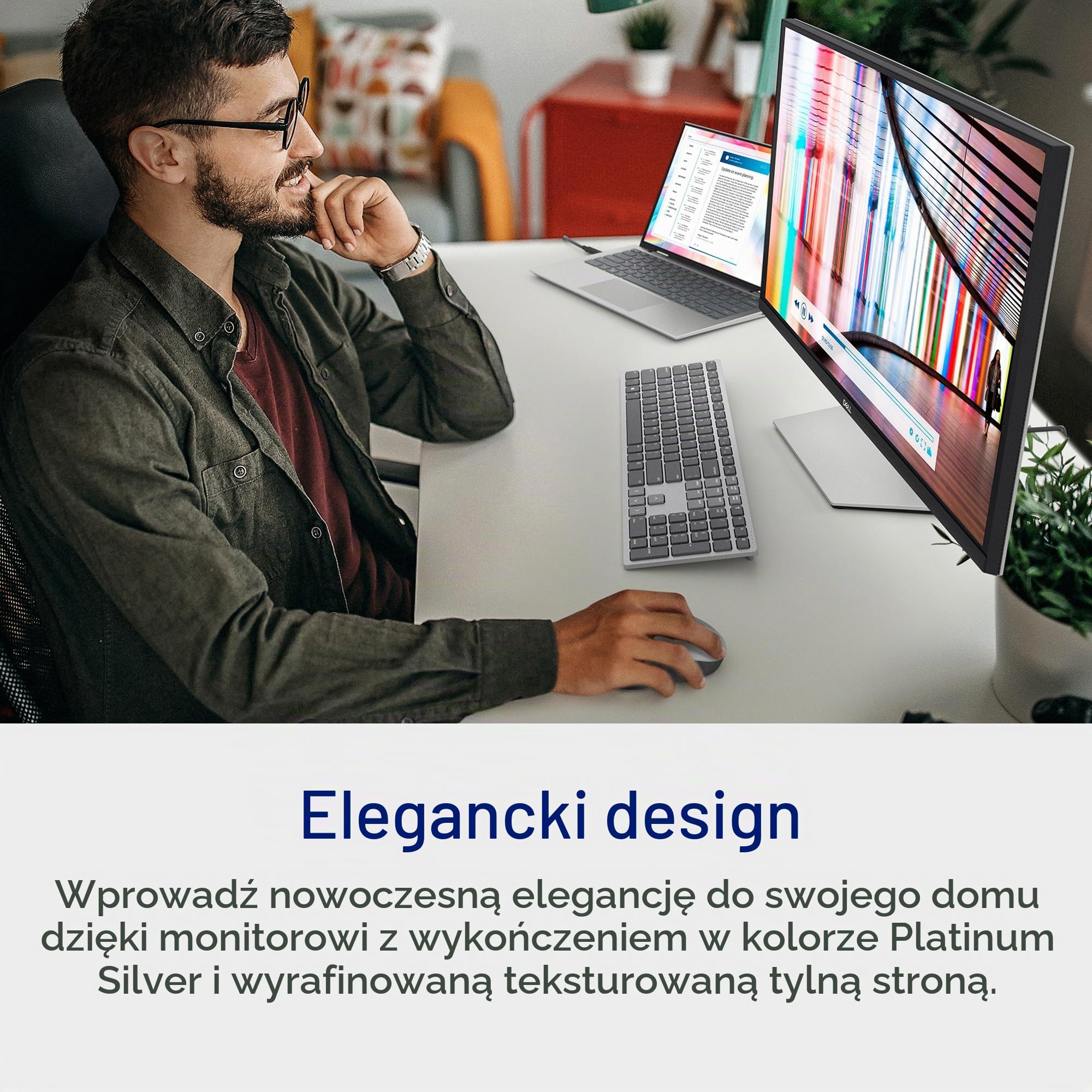Dell S2722QC USB-C 27" 4K UHD (3840x2160) ekran PC, 60Hz, IPS, 4ms, AMD FreeSync, 99% sRGB, HDR, wbudowane głośniki, USB-C, 2x HDMI, 2x USB, 3 lata, srebrny