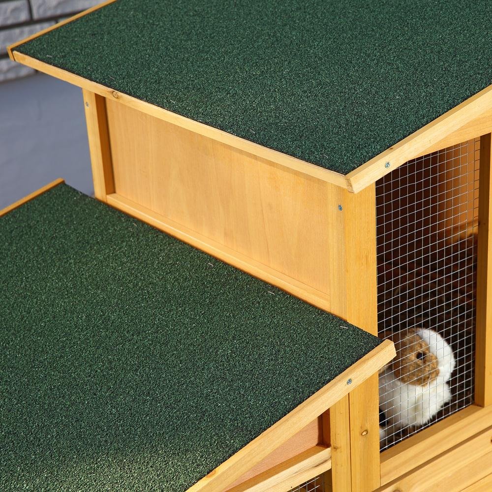 Melko® - Conigliera XXL per piccolo animale domestico con recinto, ca.215 x 73 x 100 cm, in legno, incl.2 rampe + 2 cassetti