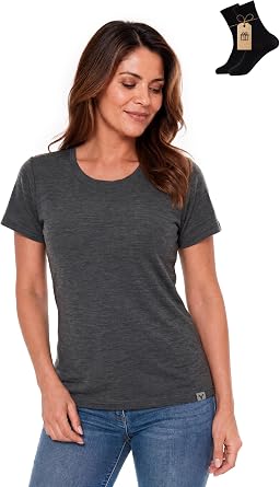100% Merino Wool Blend Shirt Women - Lightweight Base Layer Tee