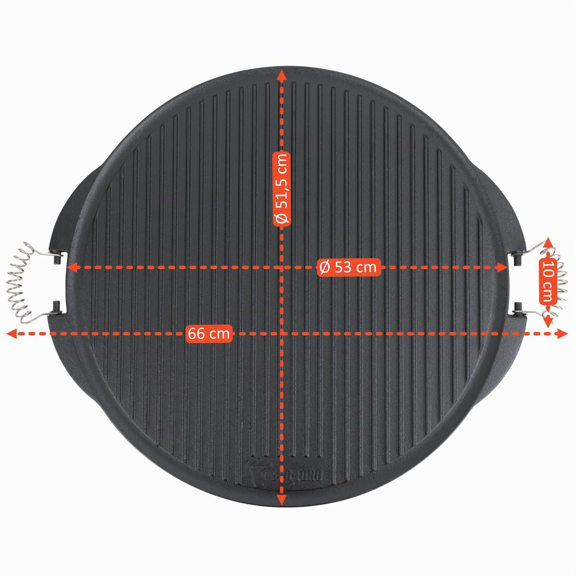 BBQ-Toro Piastra grill in ghisa con manici, diametro 53 cm, piastra reversibile, smaltata, accessorio per barbecue a gas, piastra smaltata per barbecue, barbecue a sfera, barbecue a carbonella