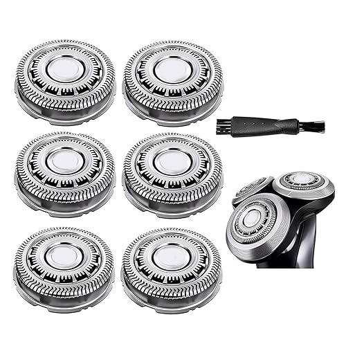 SH60 - Cuchillas de repuesto compatibles con Norelco Series 6000 (S6xxx), S688081, S681082, S685085 con cepillo de limpieza para afeitadora serie