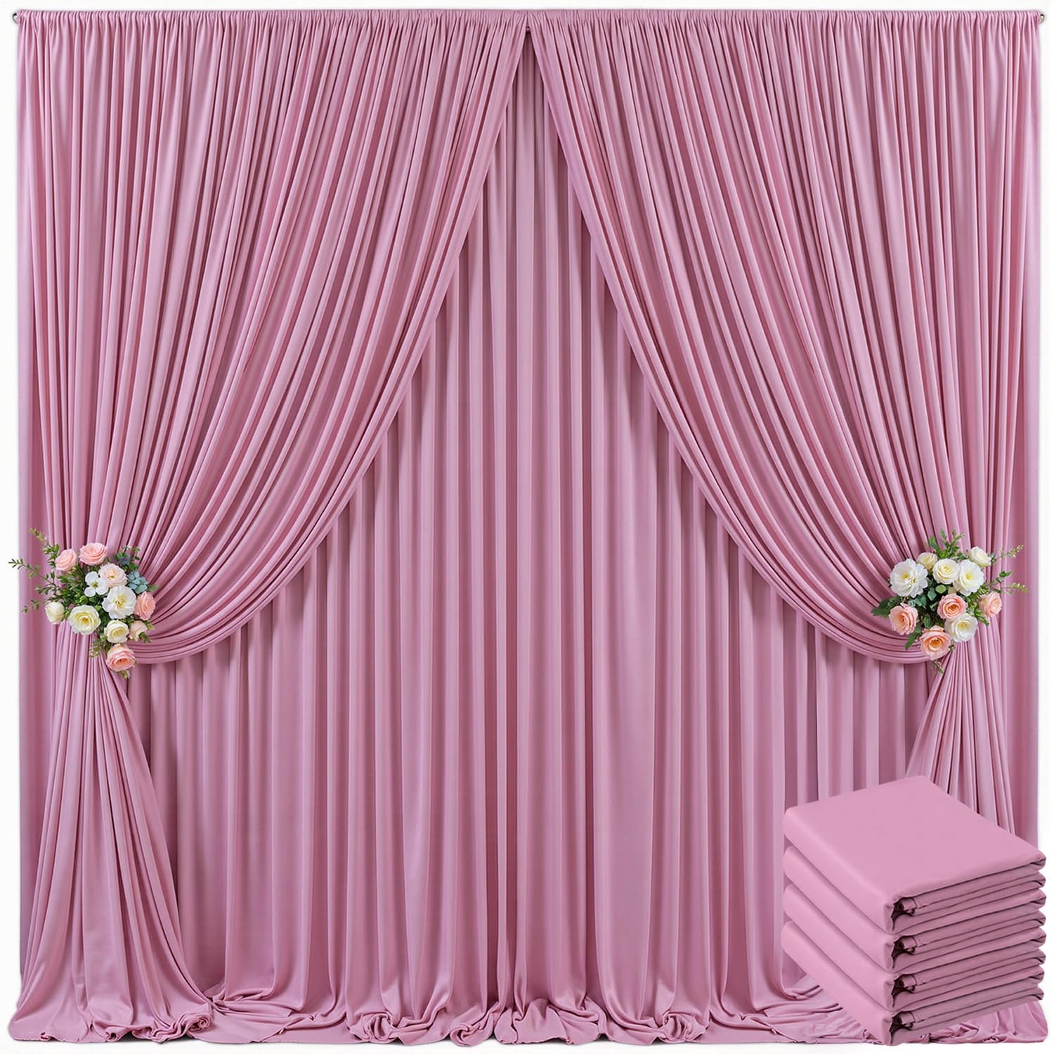 40ft x 10ft Ivory Backdrop Curtain for Wedding Ivory Wrinkle Free Backdrop Drapes Panels for Parties Baby Shower Bridal Shower Birthday Photo Photography Polyester Fabric Background Decoration — view 64