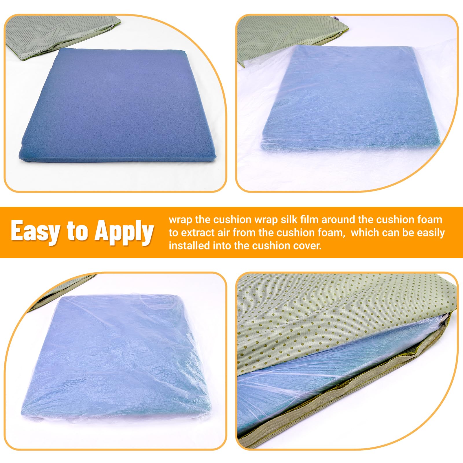 UNIFAMLIY - Rollo de cojín de 79 pulgadas x 30 yardas, película de seda impermeable, envoltura de cojín para tapicería, fácil de instalar en el cojín, rollo de envoltura retráctil para cojines