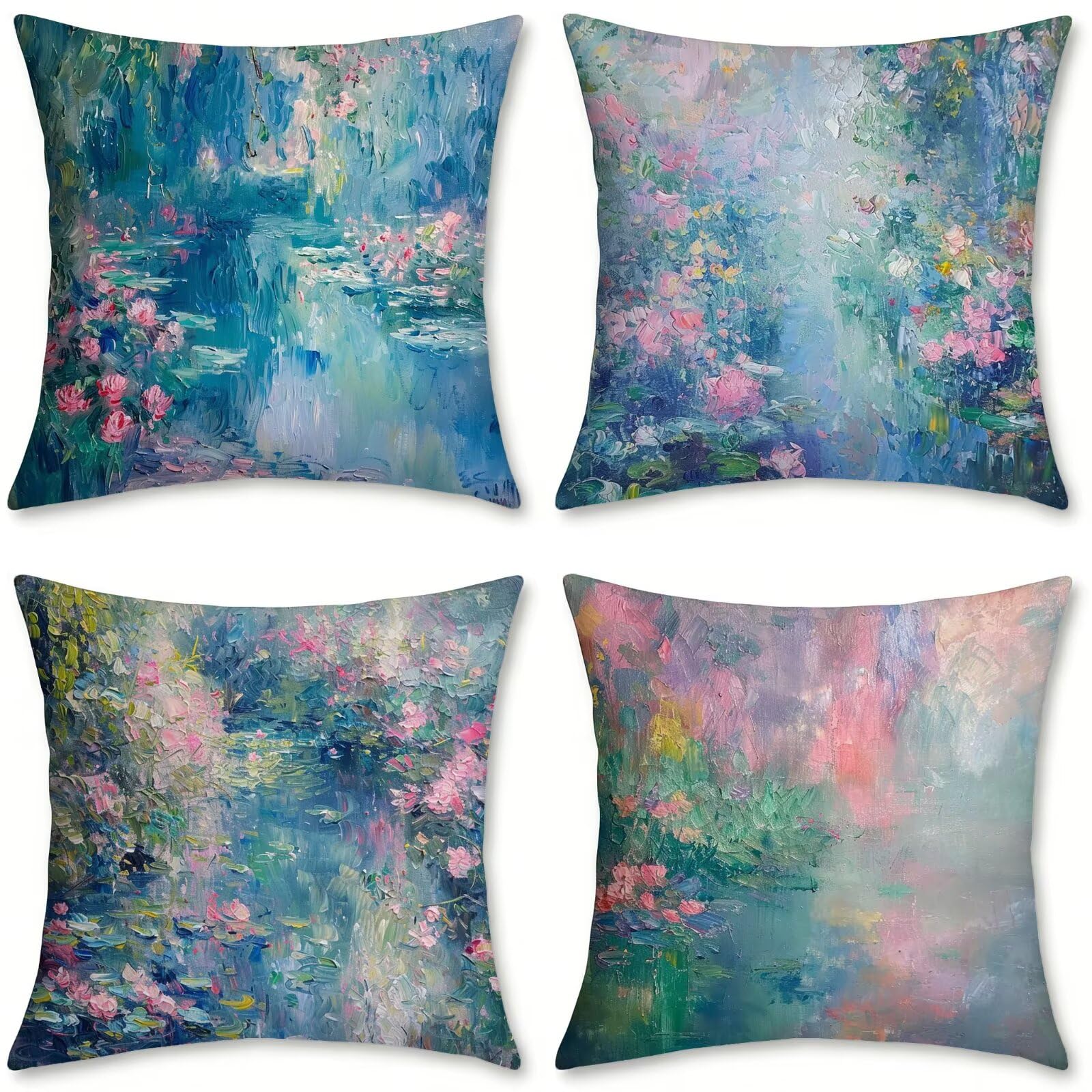 Coussin canape graffiti lot de 4 housses en lin impermeable 60x60 cm pour decoration exterieur
