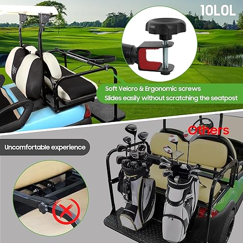 Miniatura 3 de 10L0L Accesorio mejorado para bolsa de golf, soporte ajustable para bolsa de carrito trasero para Yamaha, EZGO y Club Car, no requiere