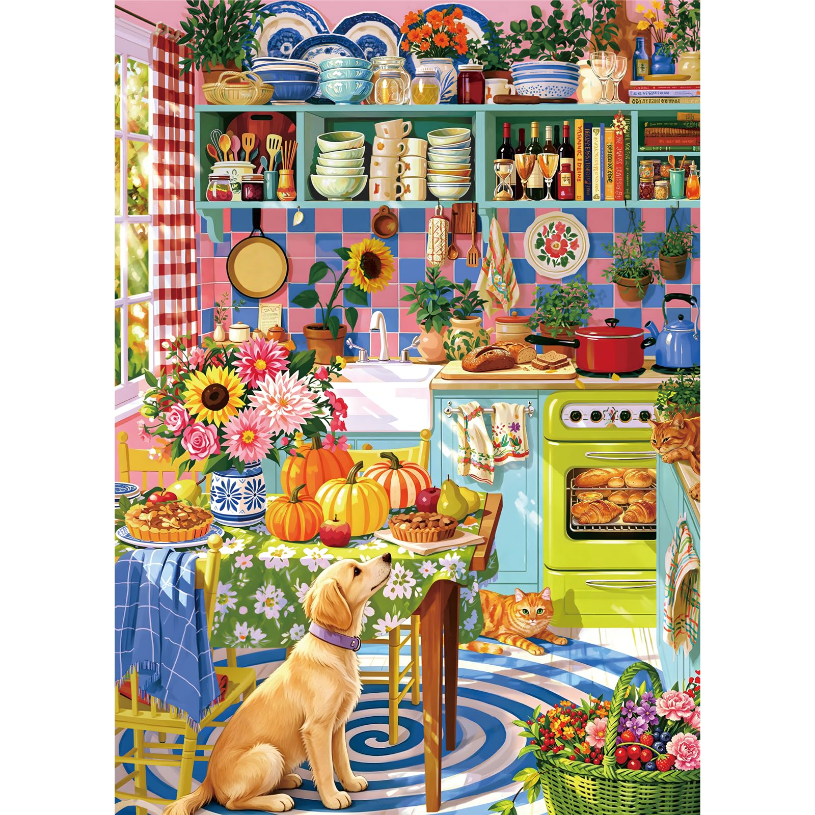 HUADADA Jigsaw Puzzles for Adults 1000-Sunlit Kitchen