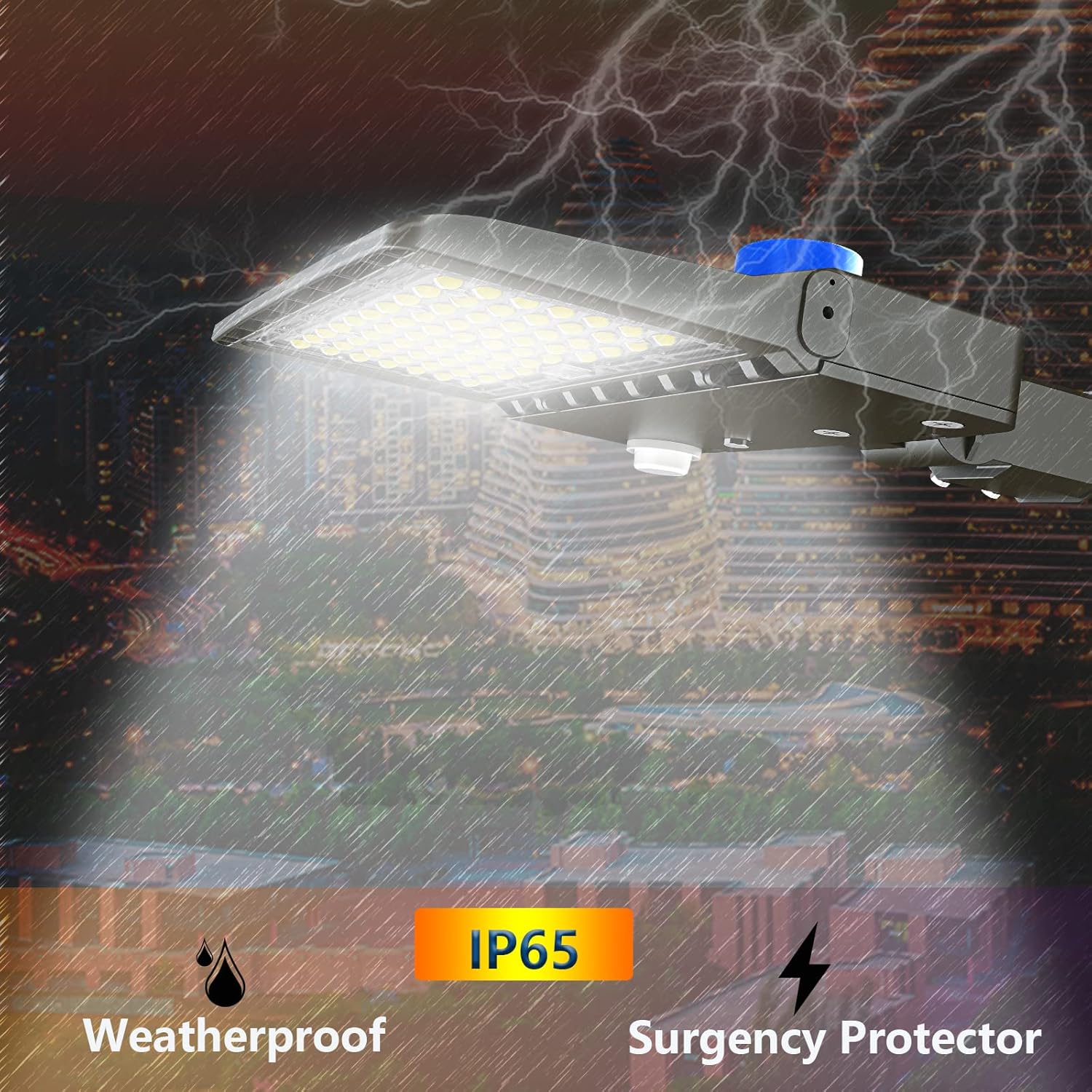 300W LED Parking Lot Light with Photocell & Trunnion Mount & Motion Sensor 42000Lum 5000K, 0-10V Dimming Outdoor LED Area Shoebox Lighting, AC100-277V / IP65 / DLC &UL-Listed(1 Pack)