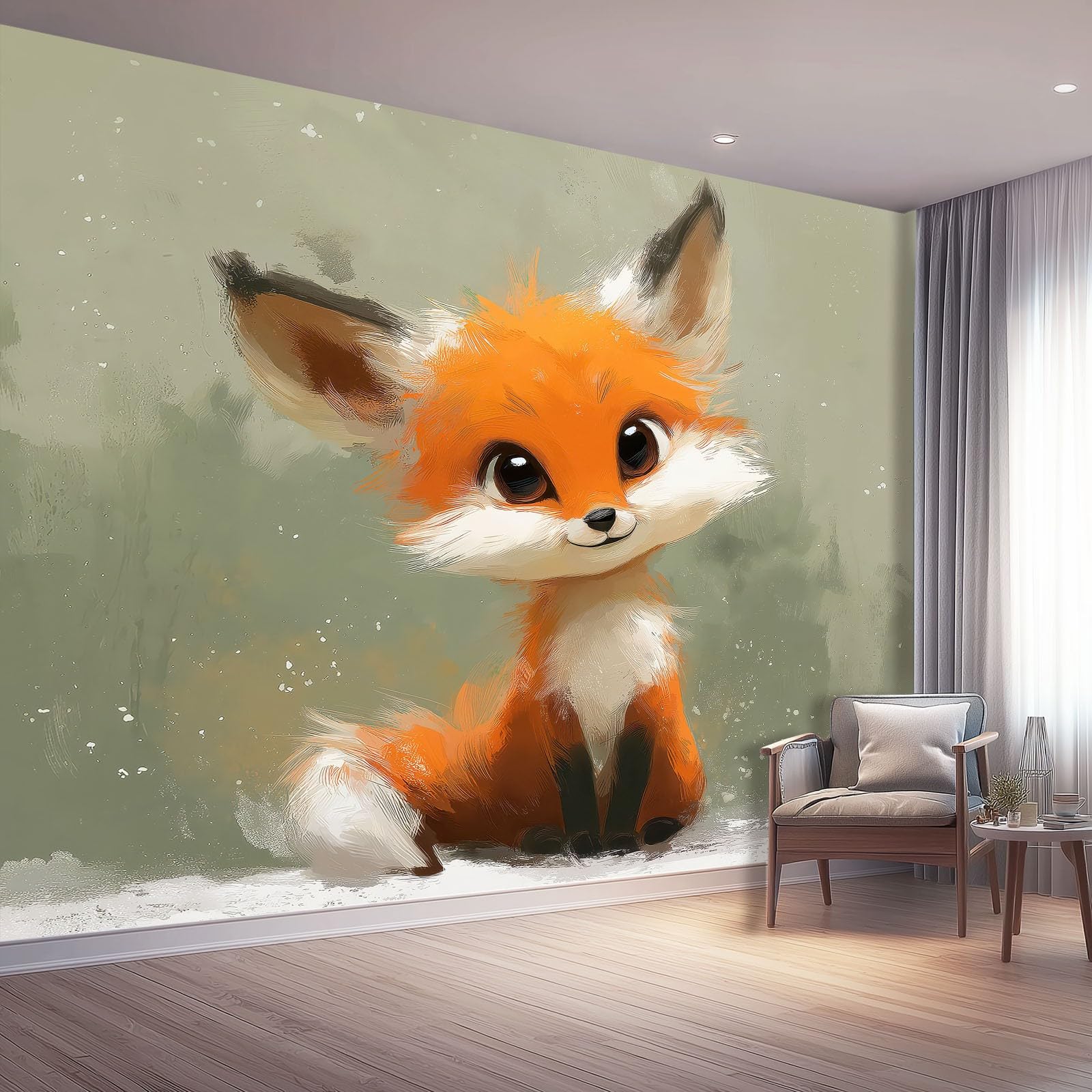Papier peint renard extension espace pour décoration murale chambre enfant et salon moderne