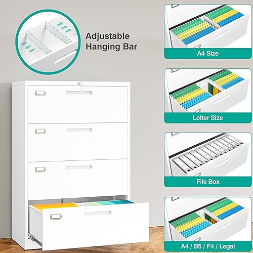 Vista 43 de SISESOL Archivador lateral de 2 cajones con cerradura y estante, gabinete de almacenamiento negro de 71 pulgadas con puertas, armarios