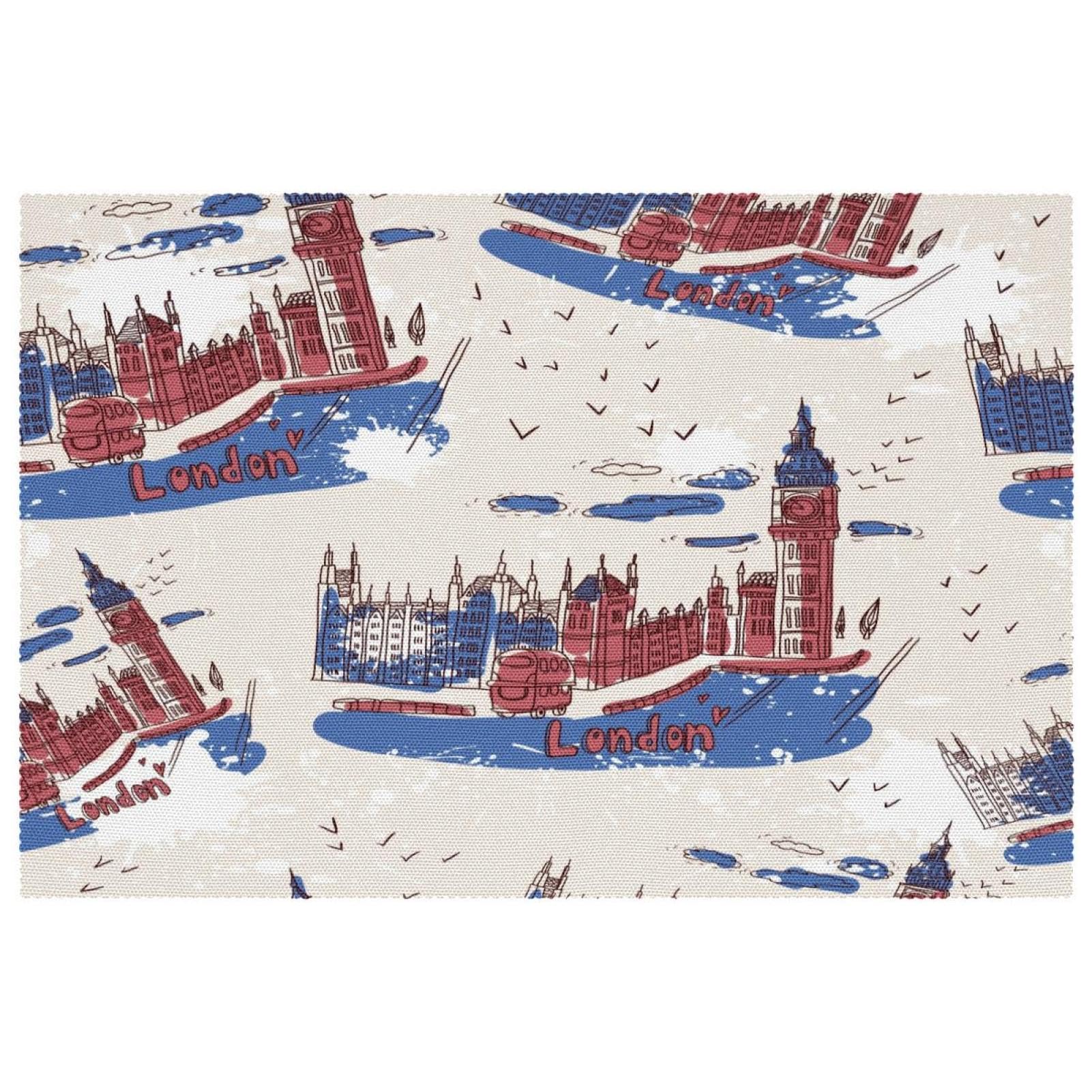 Set de 4 sets de table Big Ben en tissu Oxford lavable et résistant