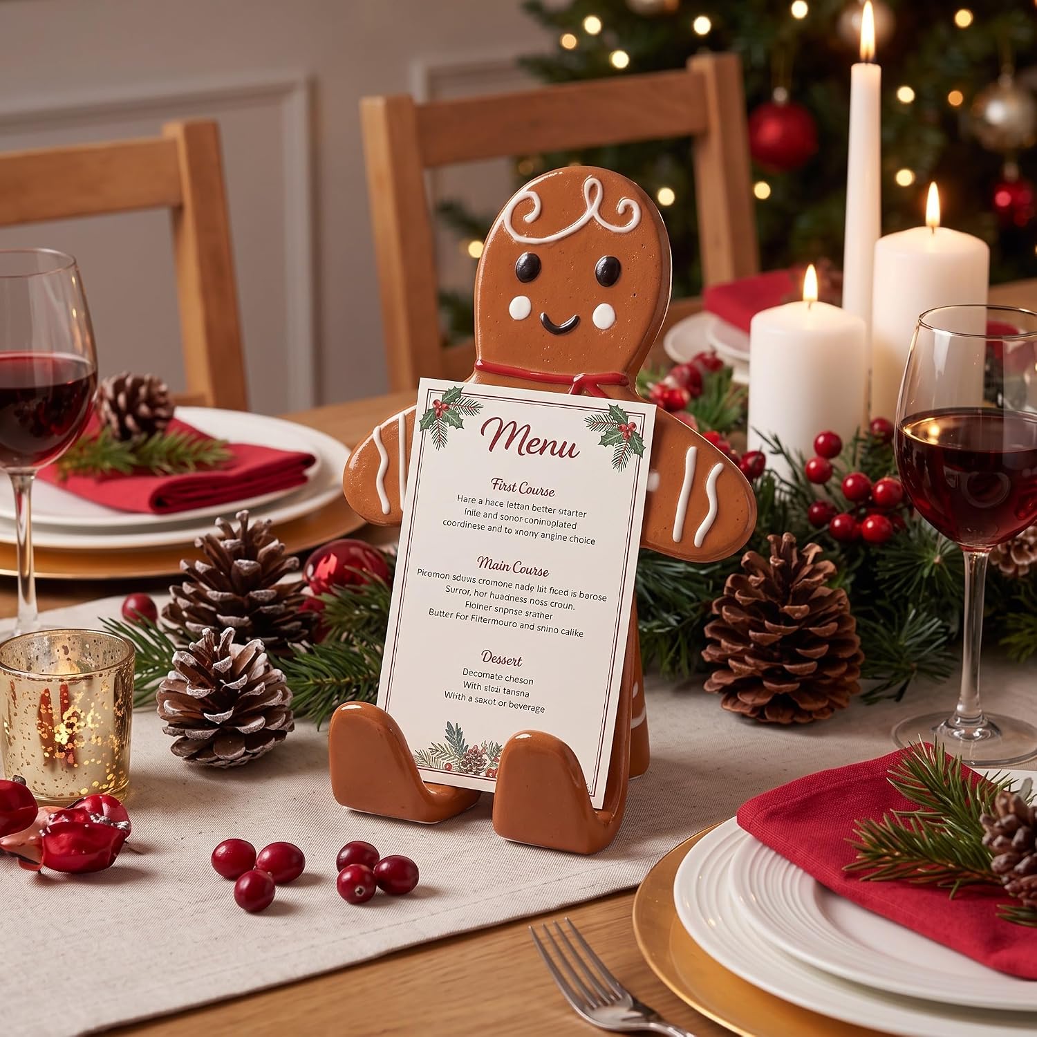 Yungyan Christmas Gingerbread Man Cookbook Stand, Resin Recipe Book Holder