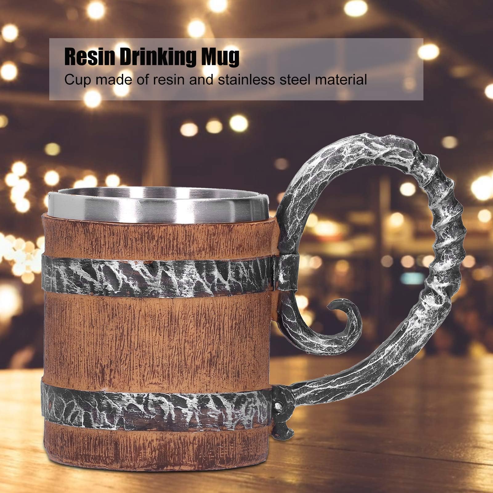 Holzkrug Mittelalter 600ml | Bierkrug Mit Edelstahl-Einsatz