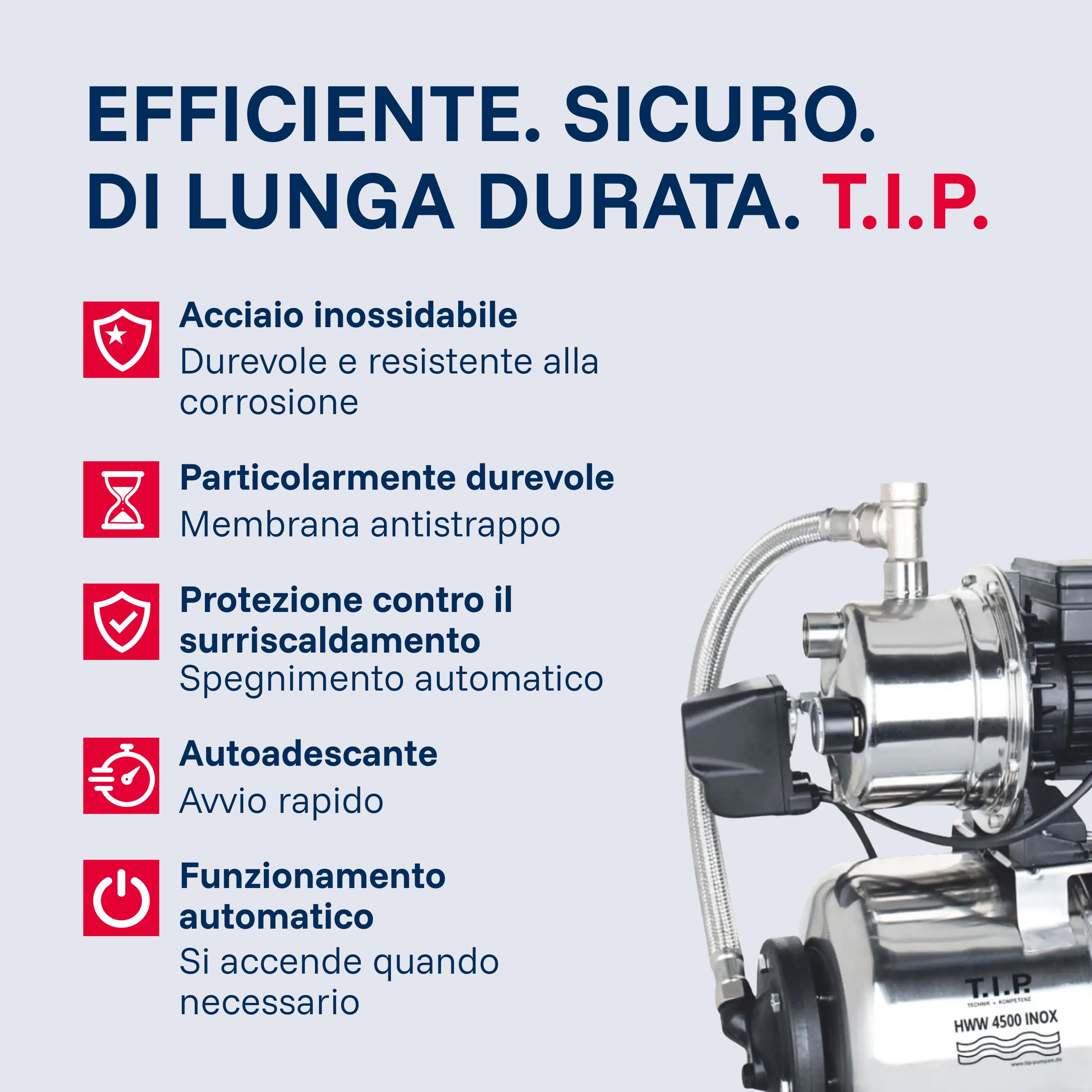 T.I.P. 31140 HWW 4500 Inox Sistema idrico Domestico Argento, (L x P x A) 480 x 280 x 560 mm
