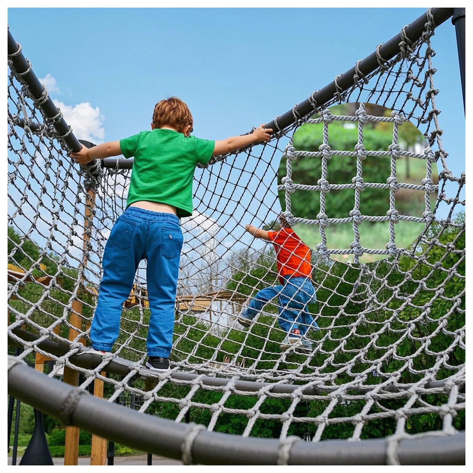 Ciężka siatka wspinaczkowa dla - Outdoor Safety Cargo Line do zestawów huśtawkowych, plac zabaw Treehouse - 100 x 100 cm trwały sprzęt do zabawy na przygody na podwórku