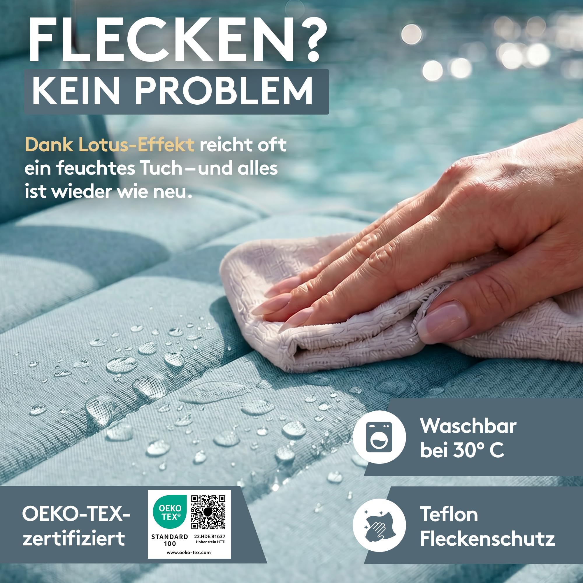 LILENO HOME Sonnenliege Auflage als [2er Set - Rollliege] in Petrol - Gartenliegen Auflage perfekt für Strandliege - Polster für Gartenliege (200x60x4,5cm)