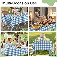 Vista 259 de Smiry Paquete de 10 Manteles Desechables de Cuadros Vichy Azules - 54" x 108" Mantel de Plástico de Servicio Pesado, Cubiertas de Mesa Impermeables