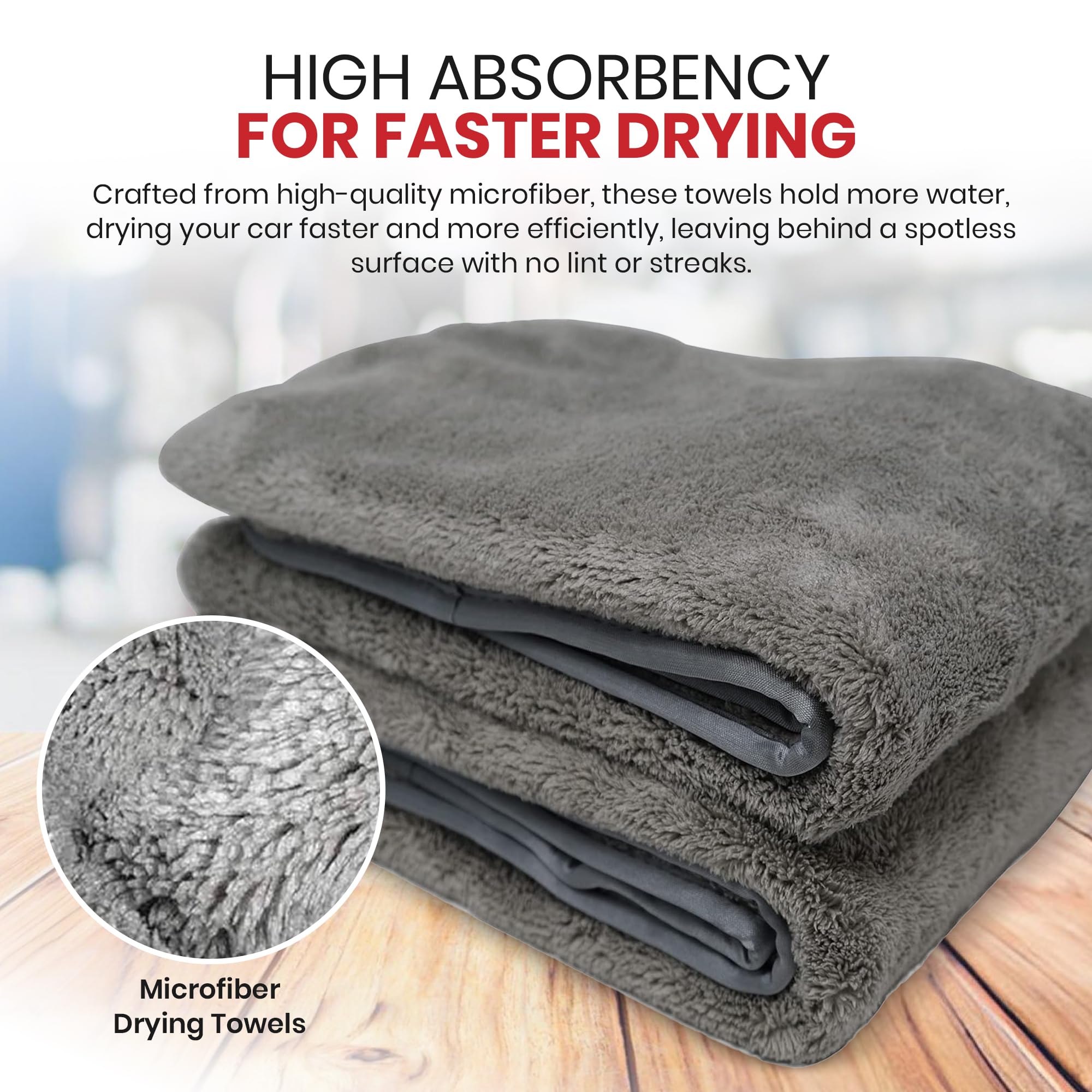 Platinum Microfiber Towels for Cars Extra Large Towel Set of 2 Drying Towels with Maximum Absorbency Scratch Free — view 4
