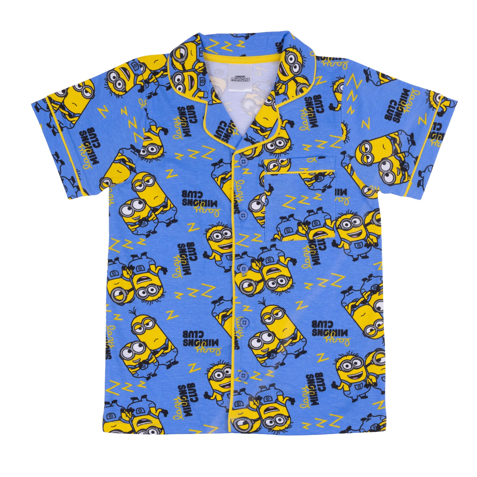 Minions, Cattivissimo Me/Despicable Me, 100% Cotone con Bottoni Pigiama a Maniche Corte, Blue, Blu