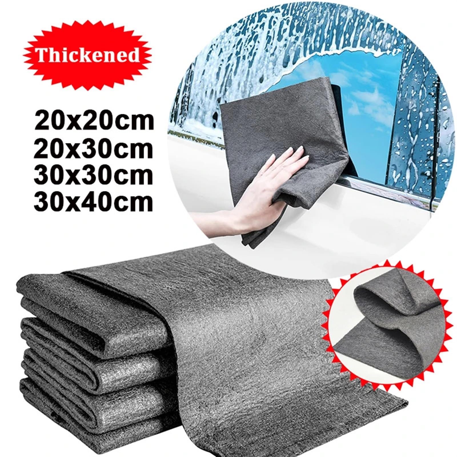 Reinigungstuch Verdicktes magisches Reinigungstuch, Mikrofaser-Glasreinigungstuch, wiederverwendbar, waschbar, fusselfrei, Reinigungslappen for Küche, Glas, Auto(30x40cm Ordinary,9PCS)