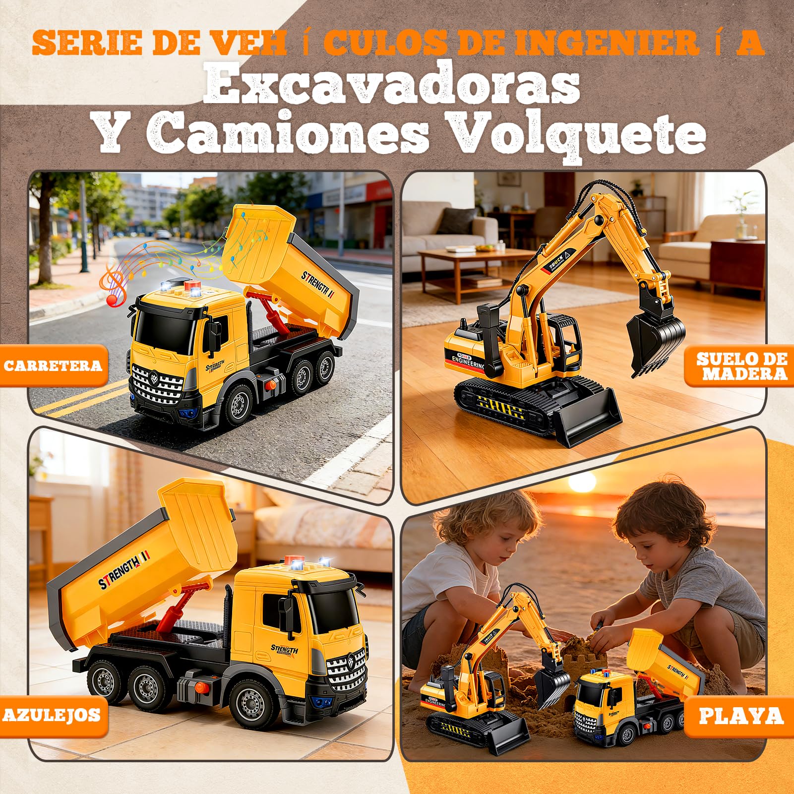 EUCOCO Juguetes Niños 3 4 5 6 7 8 Años, Camiones De Juguete para Niños 3-8 Años Regalo Niño 3-8 Años Excavadora Juguete Regalos Cumpleaños Niños Coches para Niños Vehiculos Construccion Juguete