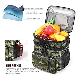 MIYCOO Lunch Bag & Lunch Box for Men Women, Double Deck Leakproof Insulated Soft Large Adult Camping Cooler bag for Work, Beach, Picnic, Travel (Camouflage, 15L)