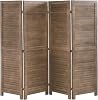 PayLessHere Room Divider 4 Panel Wood Privacy Screen 5.75 Ft Indoor Folding Portable Partition Screen for Bedroom Office Restaurant,Brown