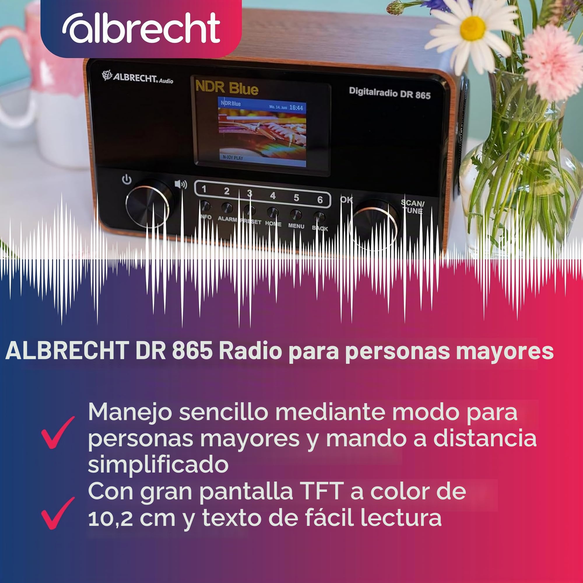 Albrecht DR 865 - Radio para Personas Mayores con Pantalla Grande de 4"