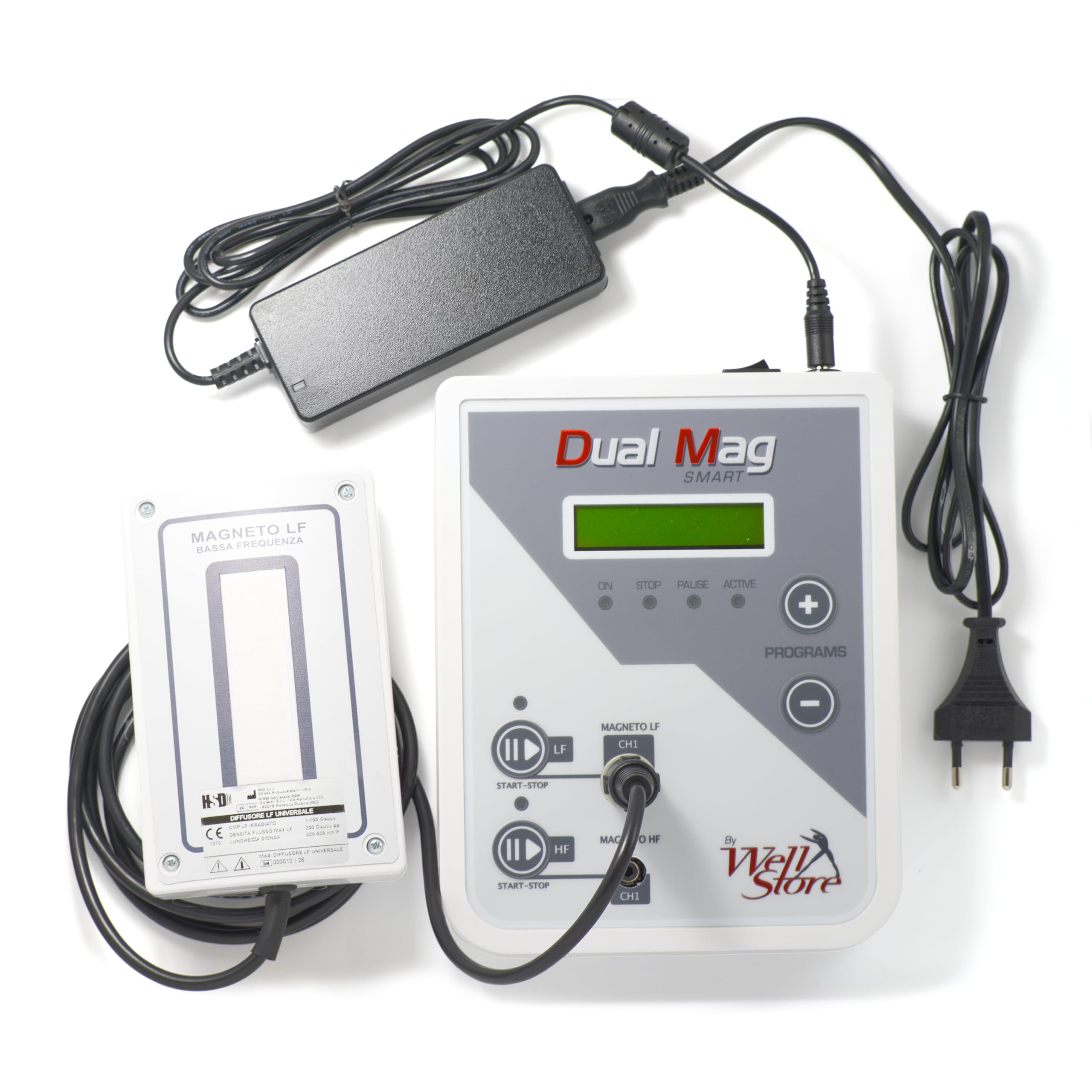 DualMag Smart Magnetoterapia CEMP Alta e Bassa Frequenza, 2 Canali Indipendenti, 92 Programmi, Dispositivo Medico Certificato, Uso Domiciliare e Ambulatoriale