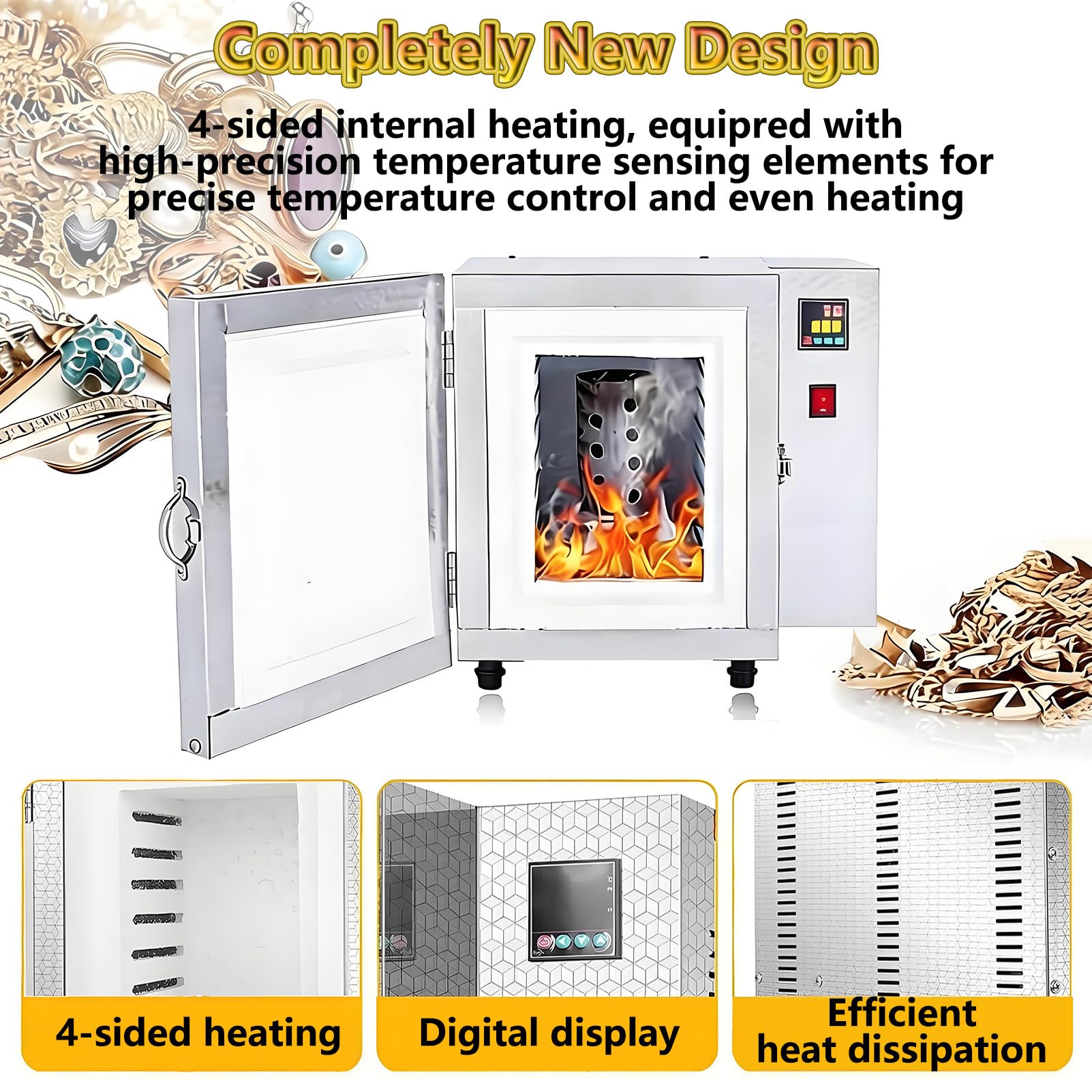 1500 W Forno a Muffola da Laboratorio per Ceramica, con Display della Temperatura e Temperatura Massima di 800 °C (1472 °F) per Creazione di Gioielli e Fusione di Metalli