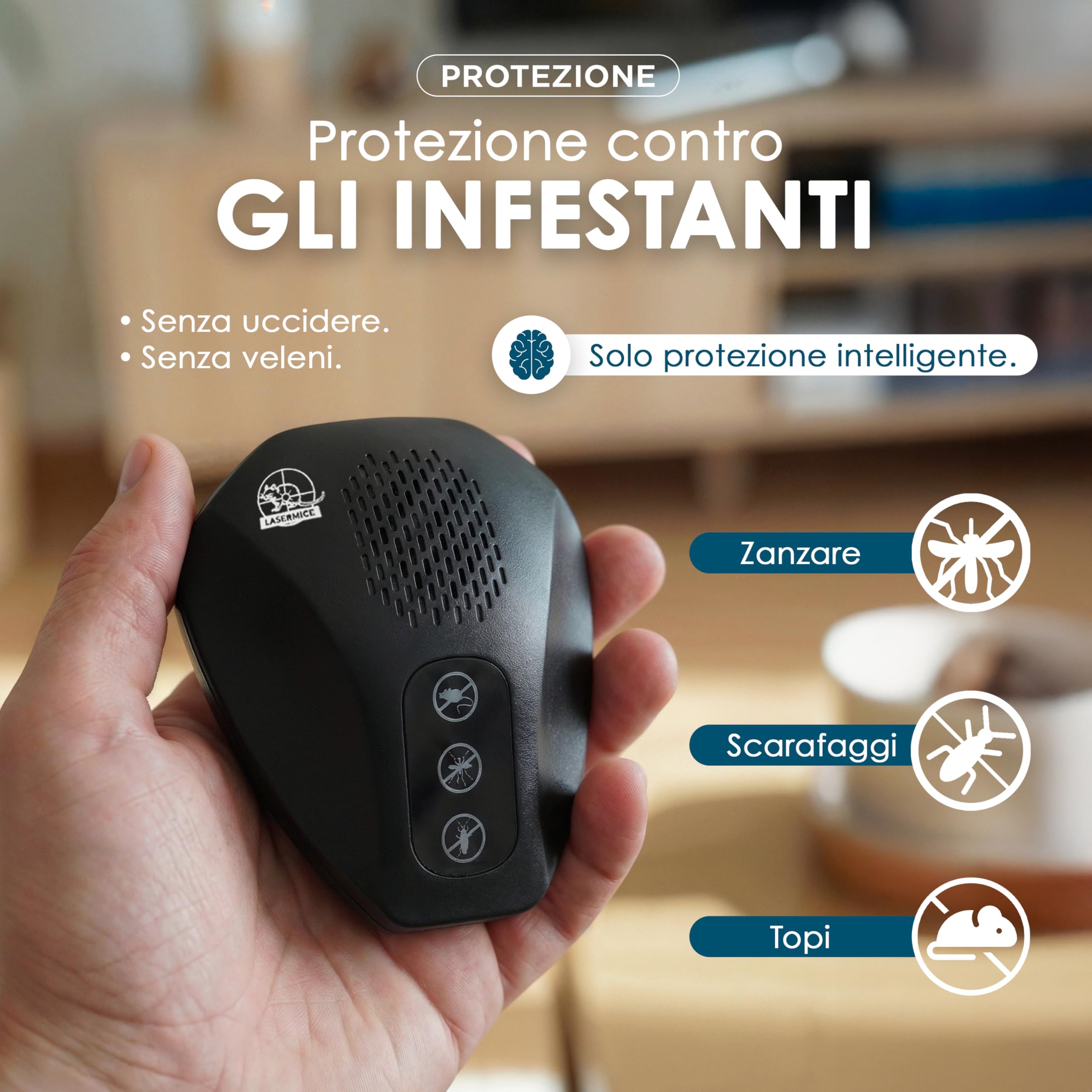 Repellente Ultrasuoni per Topi da Interno Elettrico Plug & Play - Trappola per Topi, Scarafaggi Anti Zanzare