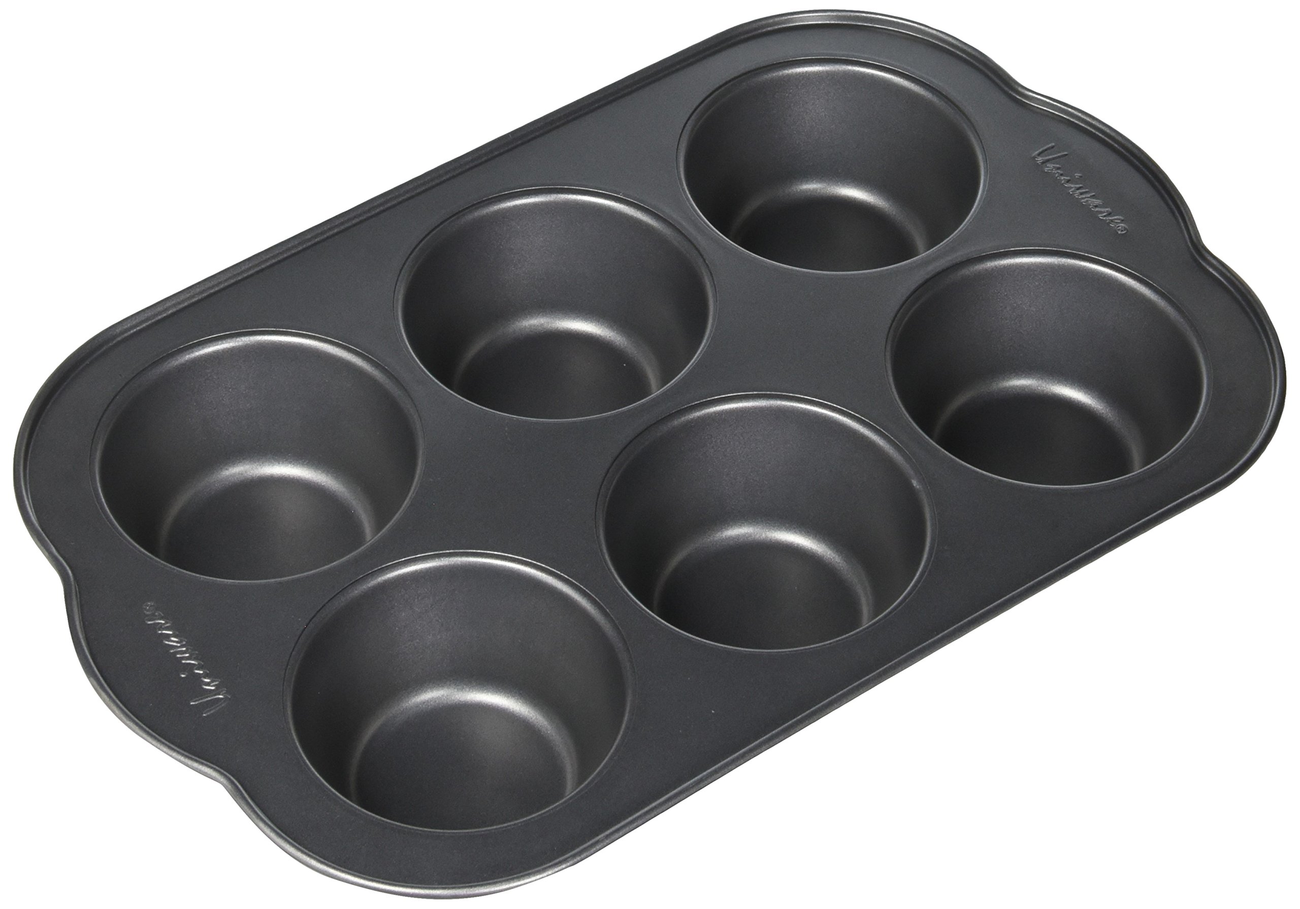 Uniware antiadhésive Moule à muffins avec surdimensionné Poignées, Horma Antiadherente para Muffins 6 Cups (Large) noir