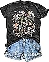 Oriental Pearl Women's Vintage Floral T Shirt Boho Wildflower Graphic Loose Tees Short Sleeve Casual Tops