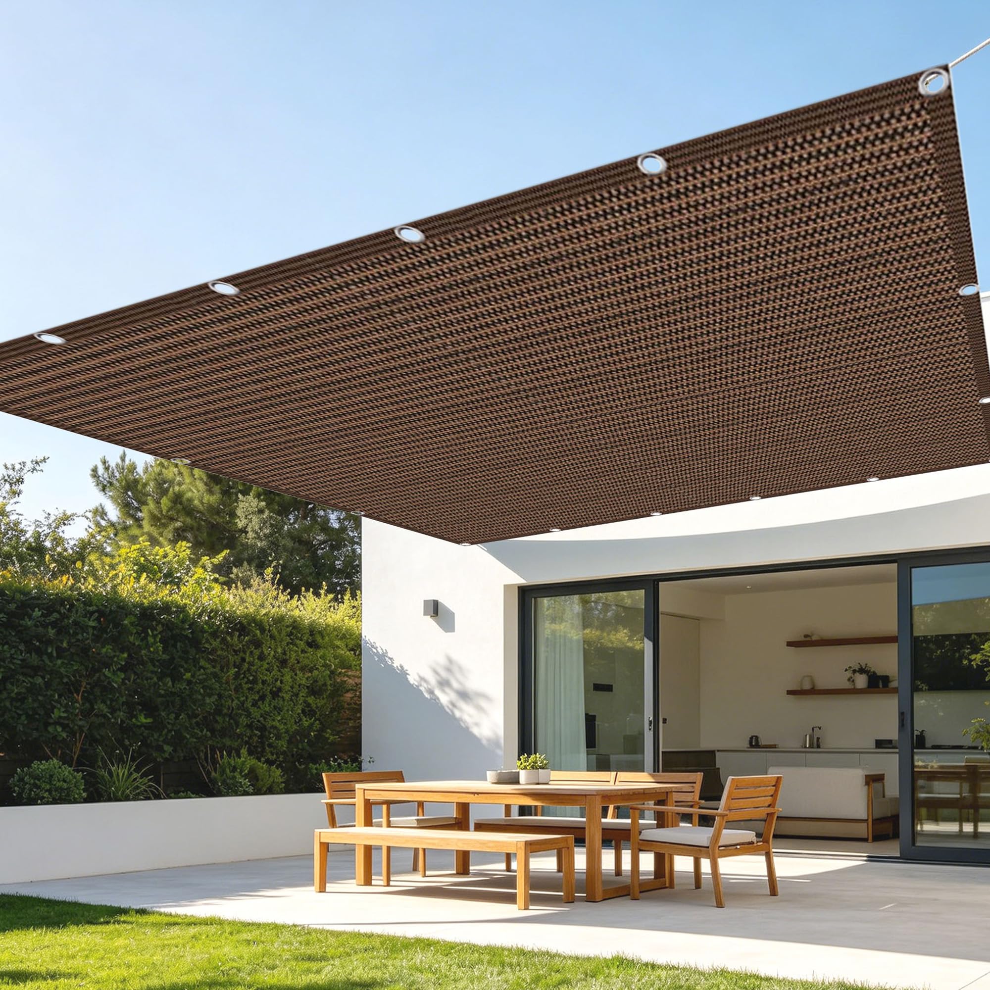 Filet d'ombrage robuste avec œillets bâche brune 4.5 x 6.5 m pour plante