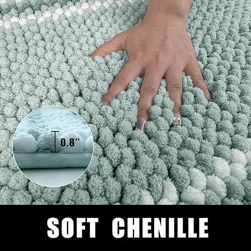 Miniatura 4 de HDFK Alfombra de baño y alfombras de baño, felpilla antideslizante de palomitas de maíz, súper absorbente e inodoro, alfombra a rayas adhesivas